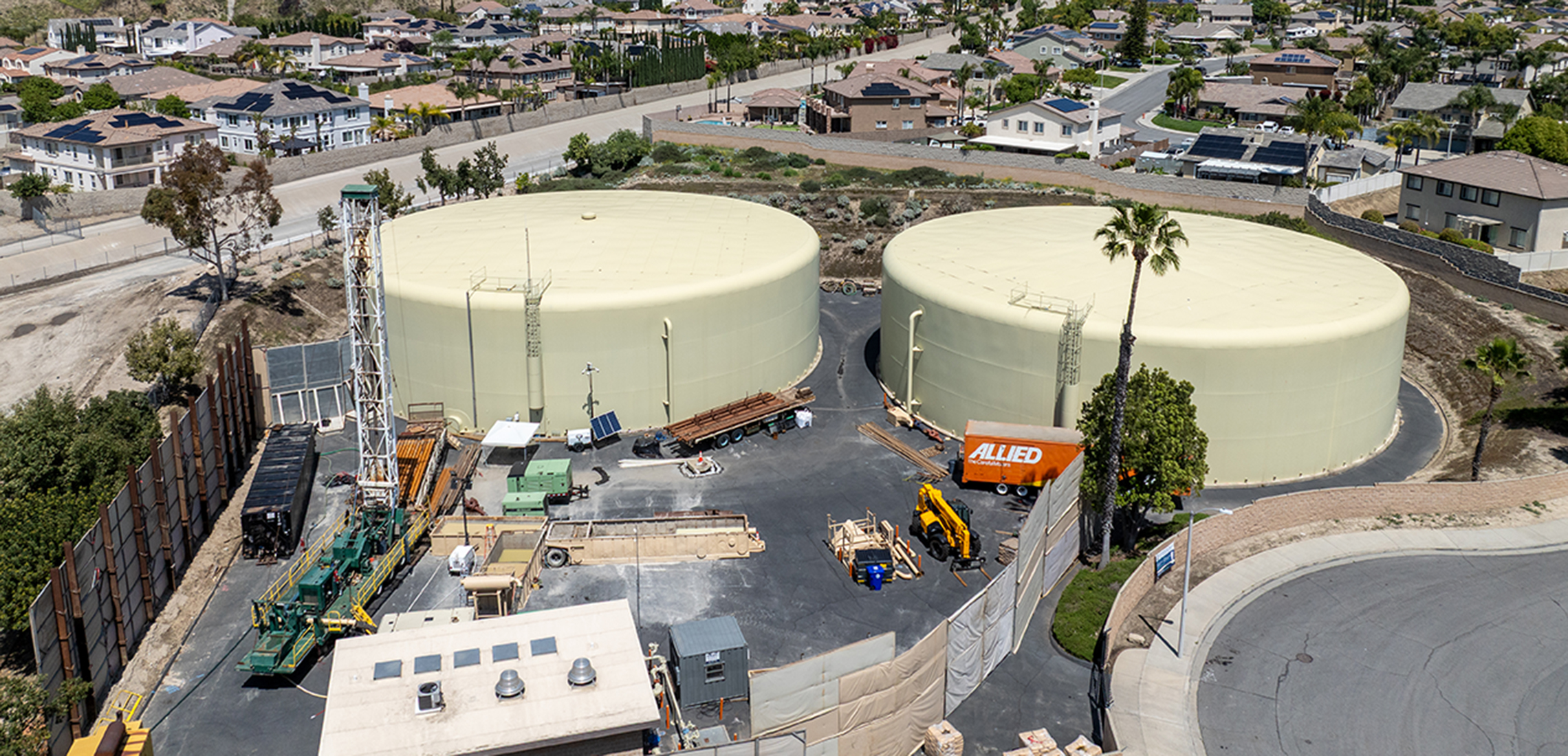 Drone photo of well construction at Plant 129